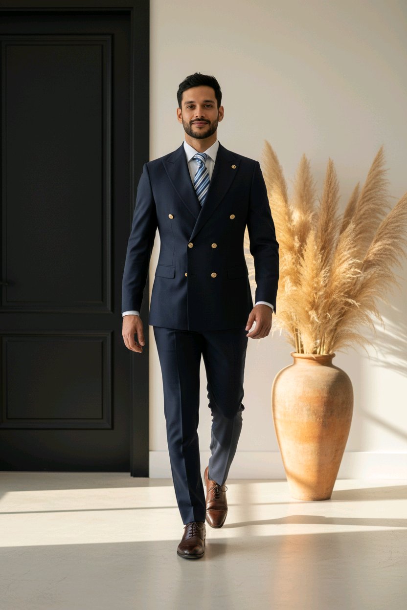 Costumes Croisés  6 Boutons  Pour Hommes  chic  et  elegant